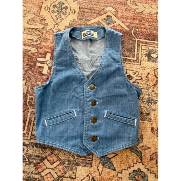 Vintage Live Ins Kids Denim Vest Light Wash Western Made in USA Size S 8/10 - Picture 1 of 7